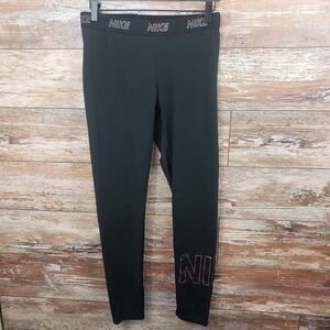 Nike Athletics Leggings Womens Size Large Black Logo Glitter